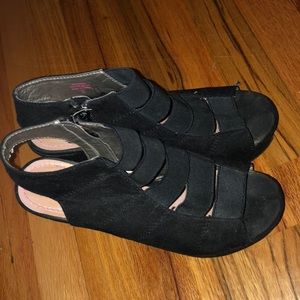 Black Wedges Open Toed